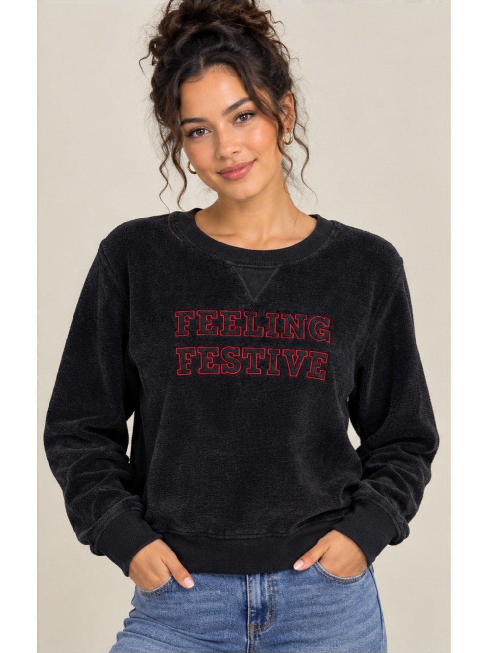 Wondershop Black Crewneck Sweatshirt with Red Graphic